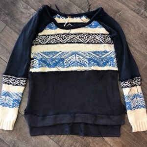 Free people navy sweater with knitted detailing